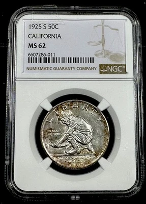 1925-S  CALIFORNIA NGC MS 62  DIAMOND JUBILEE SILVER HALF DOLLAR - Image 1 of 3
