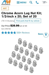 American Muscle: 1979-2014 Ford Mustang Fit-1/2" 20 Pcs-Chrome Acorn Shape-EUC - Picture 1 of 8