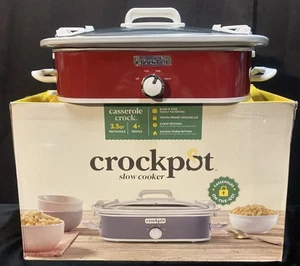 Crock Pot Casserole Crock Slow Cooker 3.5 Quart Red with Travel Lid Super Clean - Picture 1 of 20