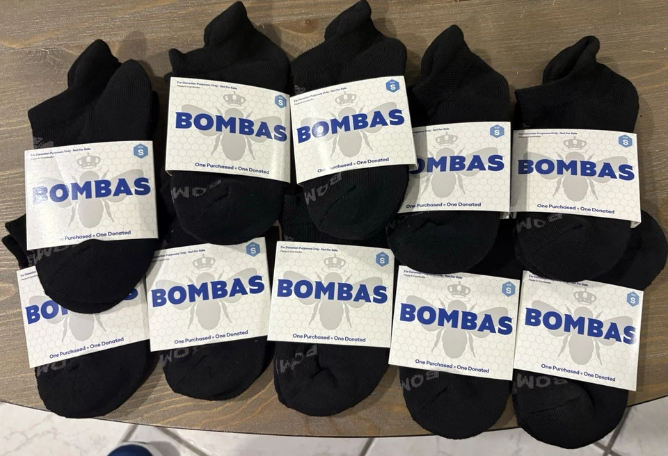 Bombas Socks Womens Small Black No Show Blister Tab Cushioned Footbed 10 Pair!!! - Image 1 of 1