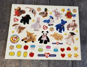 Vtg TY Beanie Babies Sticker Sheet with Special Events Stickers (Birthdays, Etc) - Picture 1 of 4