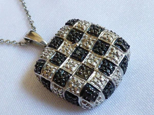 Collar colgante con chip de diamantes a cuadros de plata colección Karis STS de 20" L - Imagen 1 de 8