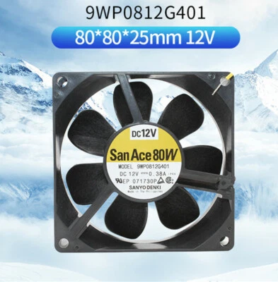 Sanyo 9WP0812G401 IP68 12V 0.38A 8CM 8025 Fully waterproof cooling fan - Image 1 of 4
