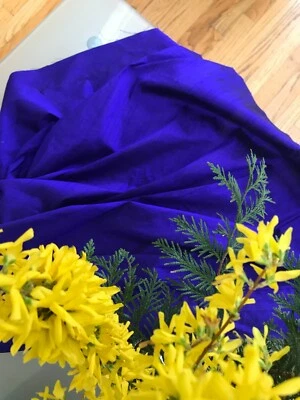 DESIGNER QUALITY IRIDESCENT SILK DUPION, HAND WOVEN - SAPPHIRE!!! - Image 1 of 4