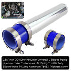60mm 2.36" Aluminum Intercooler Turbo Pipe Piping Tube+Silicone Hose Clamps Blue