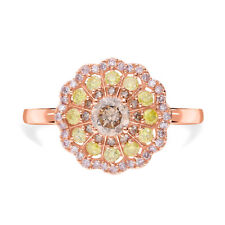 TJC Multi Gemstone Floral Ring for Women in Rose Gold  SGL Crt. TCW 1ct.
