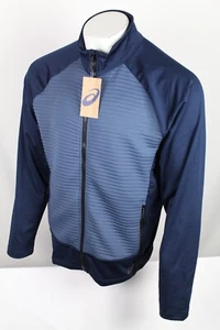 Asics Men's Jacket Knit Ottoman Full Zip Hybrid Long Sleeve Blue ASTMJK2903 - Picture 1 of 6
