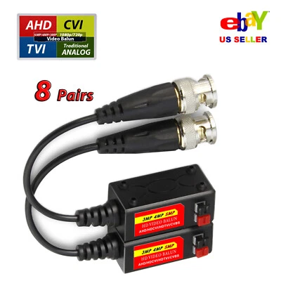 8 Pairs 16pcs Tool Less Passive Video Balun Transceiver UTP Cat5 Cat6 Cable wire - Image 1 of 4
