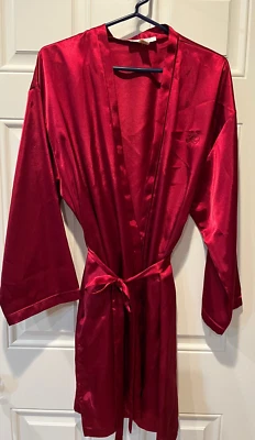 Bata vintage Oscar De La Renta roja lisa 100 % poliéster para dama talla grande Foto 1 de 4