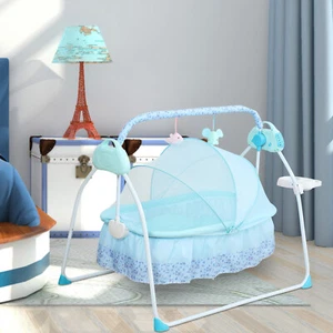 Electric Baby Crib Cradle Infant Rocker Auto Swing Baske Sleep Bed withBluetooth - Picture 1 of 40