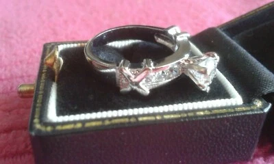 Ladies 18K White GP & 0.35 Cubic Zirconium SOLITAIRE Ring UK size L USA - Image 1 of 4