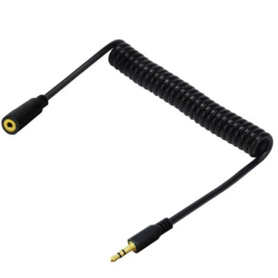 2.5mm 3Pole Male Jack to Female Stereo Audio Extension Coiled Cable 1m - Image 1 of 2