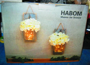 Set Of 2 Mason Jar Sconces New in Box No Longer Made - Picture 1 of 1