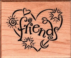 PSX ~ FRIENDS & HEARTS ~ Wood Mounted Rubber Stamps Quotes & Phrases - Bild 1 von 1