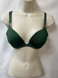 Gilligan & O’Malley Plunge Push Up Bra Arugula Green 34A With Middle Accent New - Picture 1 of 8