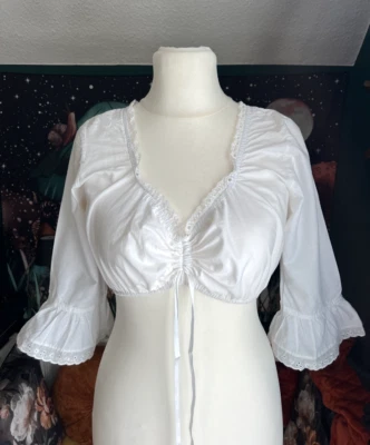 🎀SISSI Oktoberfest Dirndl Tracht Bluse Spitze Dirndlbluse raffbar 38 M 40 L - Bild 1 von 4