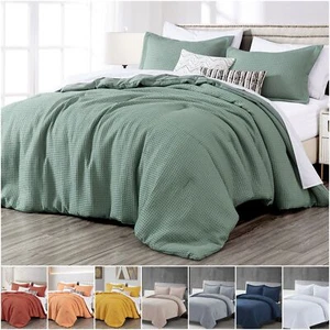 Chezmoi Collection Wilmer 3-Piece Waffle Weave All Season Bedding Comforter Set - Picture 1 of 25