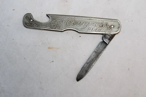 Cuchillo abridor de botellas vintage Congress Beer Derby Cream Ale RARO - Imagen 1 de 15