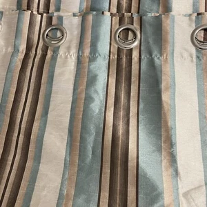 Blackout Drapes 1 PR 76" L 53’’ W Vertical Striped Fabric Great To Keep Sun Out - Picture 1 of 4