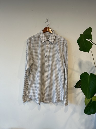 SAINT LAURENT (YSL) Camicia abbottonata nuova con etichette Yves Saint Laurent YSL bianca nera stampa geometrica taglia 41