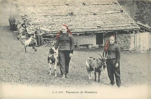 SWITZERLAND PAYSANNES DE CHAMPERY OLD POSTCARD VIEW - Picture 1 of 2