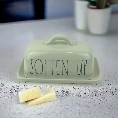 Rae Dunn Soften Up Ceramic Covered White Butter Keeper Dish Artisan Collection - Image 1 of 4