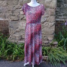 Lbisse Womens Size XL Red White Short Sleeve Spotted Maxi Dress NWT