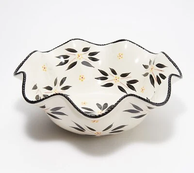 Tazón para mezclar o servir con volantes Temp-tations, 4 cuartos, 13,5" de diámetro, NEGRO H223091 Foto 1 de 4