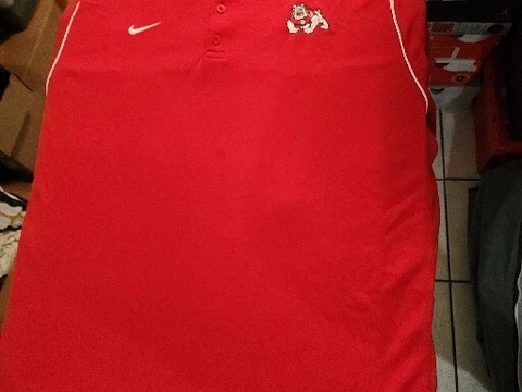 Red Nike Fresno State Bulldogs Wrestling Polo. 3XL Cover
