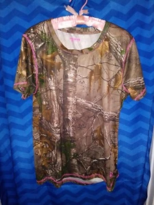 Camouflage Women's T-shirt Short Sleeve 2 XL by Game Winner bold pink stitching - Picture 1 of 6