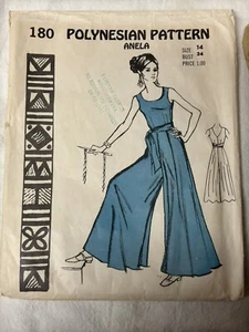 Vintage Polynesian Jumpsuit Pattern 180 Bust 34 Missing Belt - Picture 1 of 6