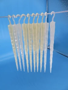 10 ~ 1950's ~ Blue Glow in the Dark Icicles ~ Christmas Ornaments ~ Mid Century - Imagen 1 de 6