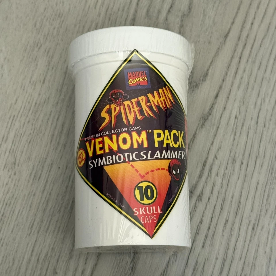 Toy Biz Vintage Rare Marvel Comics 1994 Spider-Man Caps Venom Pack Pogs ~ Sealed - Image 1 of 3
