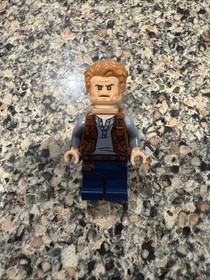 LEGO minifigure Owen Grady jw011 Jurassic World leather vest 75917 W/ Backpack