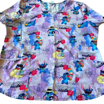 Lilo and Stitch 磨砂上衣卡通迪士尼度假夏威夷加大尺寸 2XL 3XL — 第 1/4 张图片