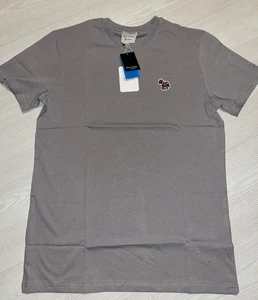 Paul Smith T Shirt Men's Medium Grey Cotton Zebra Embroidery Patch Crew Neck - Picture 1 of 10