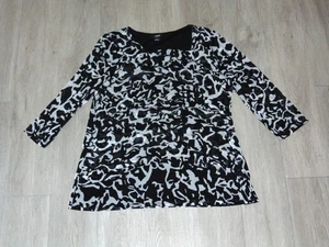Alfani Women Long Sleeve Bluse Top Size 2X Polyester Black and White Print - Picture 1 of 9