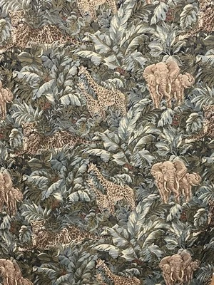 55”x40” Tapestry tablecloth Elephant Safari. Green  & Brown . High-quality. - Image 1 of 4