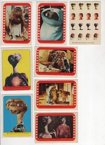 E.T. THE EXTRA TERRESTRIAL 1982 TOPPS PARTIAL STICKER SET 8 CARD COLLECTION LOT - Picture 1 of 2