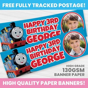 THOMAS TANK ENGINE BIRTHDAY BANNER PERSONALISED ANY NAME PHOTO PARTY BANNERS - Picture 1 of 3