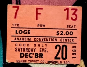 NOT SURE WHO PLAYED SORRY??? - DEC 20, 1969 - ANAHEIM CONVENTION CENTER - TICKET - Picture 1 of 2