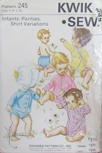 Vintage Kwik Sew 245 Baby Toddler S-XL Panties & Shirts Knit Fabric Pattern UNCT - Picture 1 of 3