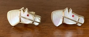 Vintage Retro Figural Gold-Plated MOP Horse Head Cufflinks - Picture 1 of 7