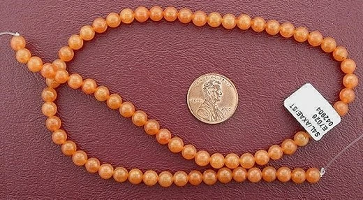 Круглая бусина из красного авантюрина 6 мм 15 дюймов - Изображение 1 из 1