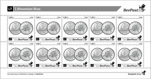Coin Lithuania Litas Definitive MNH Stamps 2023 BeePost Lithuania M/S - Picture 1 of 1