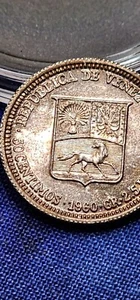 1960 Venezuela 50 Centimos - Near Uncirculated - 83.5% Silver - Plata Ley -  - Picture 1 of 5