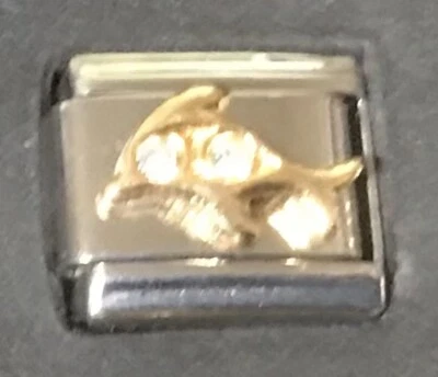 Dolphin Rhinestone Wholesale Italian Charm Enamel 9mm Link K35 - Image 1 of 2
