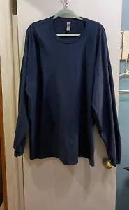 4XL GILDAN Ultra Cotton L Sleeve T-Shirt Adult Classic Crew Neck Navy XL+T 1 - Picture 1 of 12