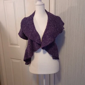 Decree Women’s Open Cardigan Size M Purple Wool Blend Waterfall Sweater, EUC - Picture 1 of 11
