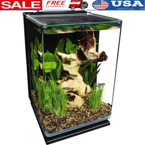 5 Gallon Glass LED Aquarium Kit Hidden Filtration Easy Access Indoor Fish Tank - Picture 1 of 8